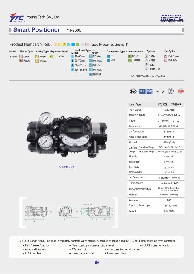 Rotork YTC YT-2600 Smart Valve Positioner Catalogue | YTC INDIA