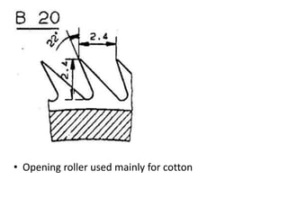 • Opening roller used mainly for cotton
 