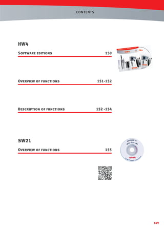 CONT ENTS

HW4
Software editions

150

Overview of functions

151-152

Description of functions

152 -154

SW21
Overview of functions

155

149

 