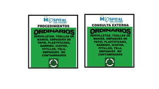 SERVILLETAS, TOALLAS DE
MANOS, EMPAQUES DE
PAPEL PLASTIFICADO,
BARRIDO, ICOPOR,
PITILLOS, TELA,
EMPAQUES NO
CONTAMINADOS
SERVILLETAS, TOALLAS DE
MANOS, EMPAQUES DE
PAPEL PLASTIFICADO,
BARRIDO, ICOPOR,
PITILLOS, TELA,
EMPAQUES NO
CONTAMINADOS
 