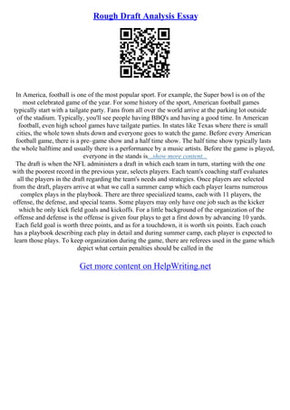 Rough Draft Essay Example | PDF