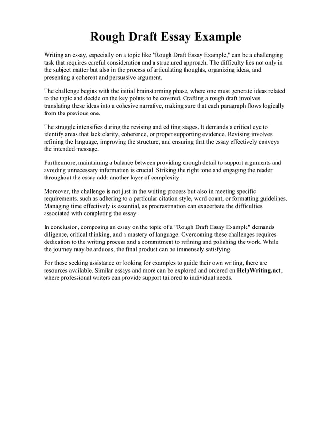 Rough Draft Essay Example pdf Rough draft essay example pdf