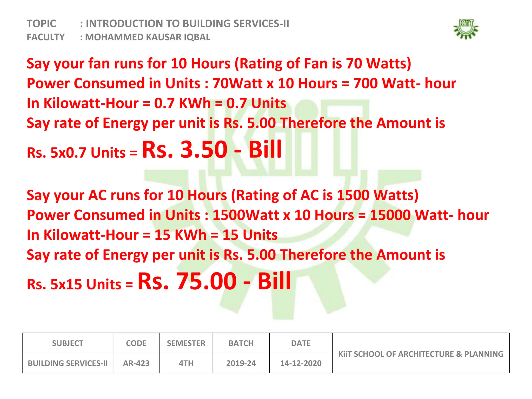 Recirc Load Formula Rough Electrical Load calculations for electrical equipments.docx