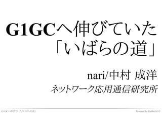 G1GCへ伸びていた
     「いばらの道」
                        nari/中村 成洋
                    ネットワーク応用通信研究所

G1GCへ伸びていた「いばらの道」             Powered by Rabbit 0.9.3
 