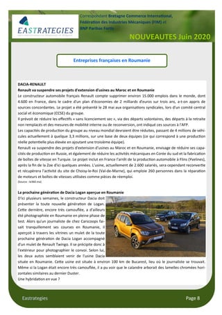 Eastrategies Page 8
NOUVEAUTES Juin 2020
Correspondant Bretagne Commerce Interna onal,
Fédéra on des Industries Mécaniques...