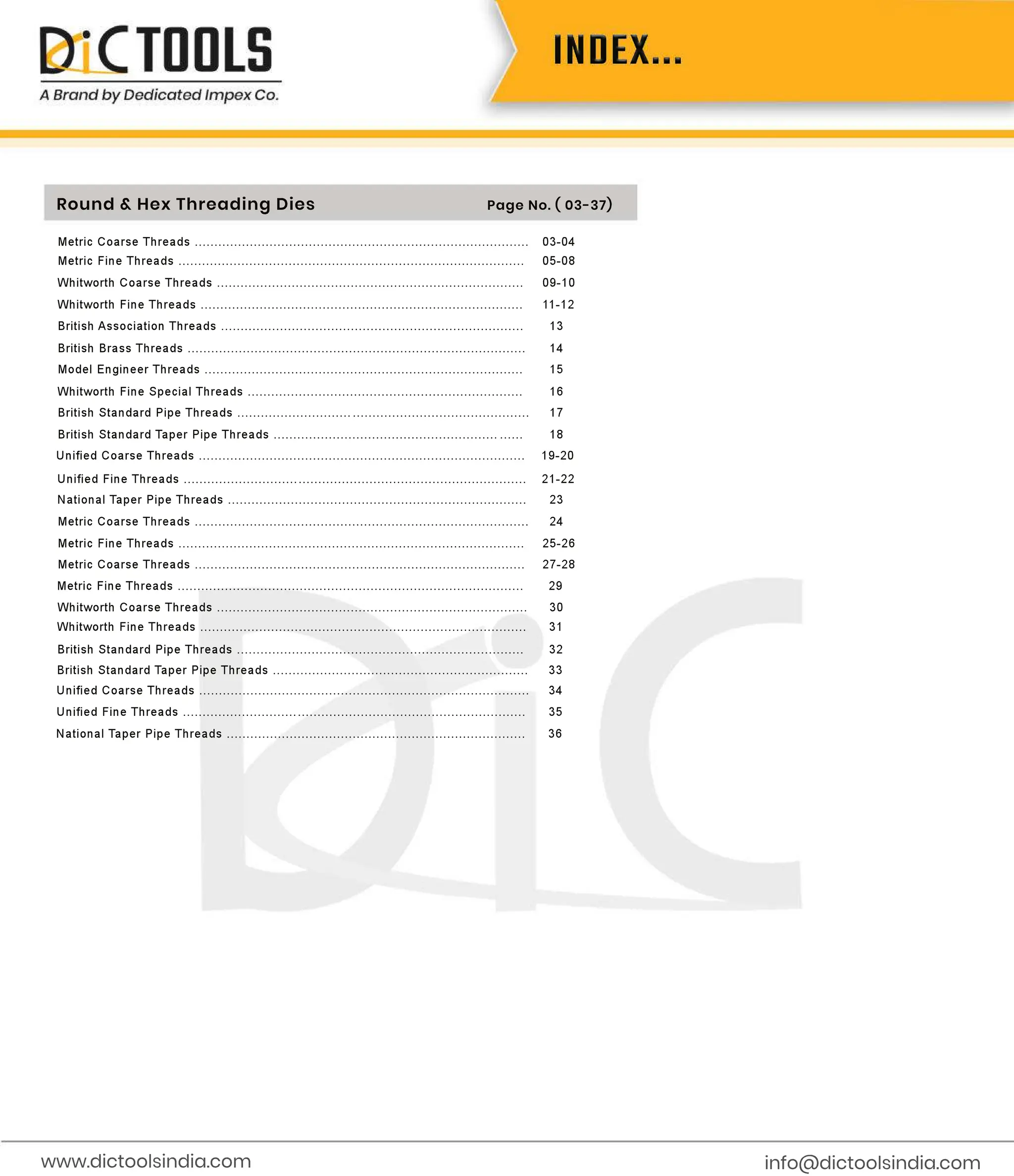 Round & Hex Threading Dies Exporter- DIC Tools