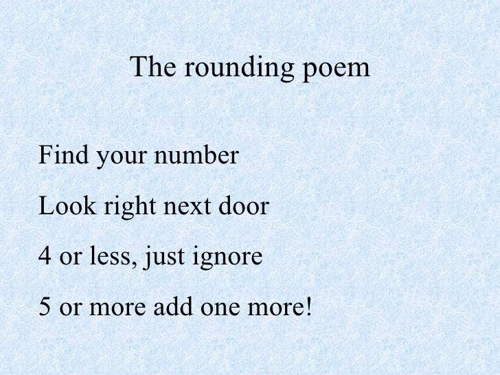 Rounding Numbers Poem