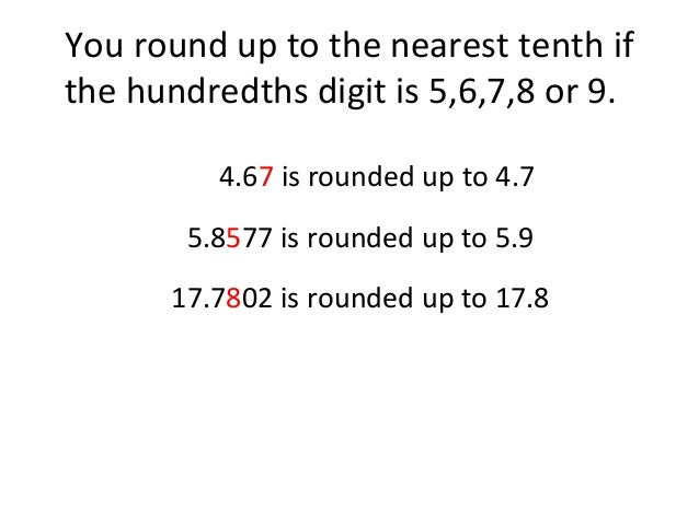 rounding a number to 1 decimal place rounding up