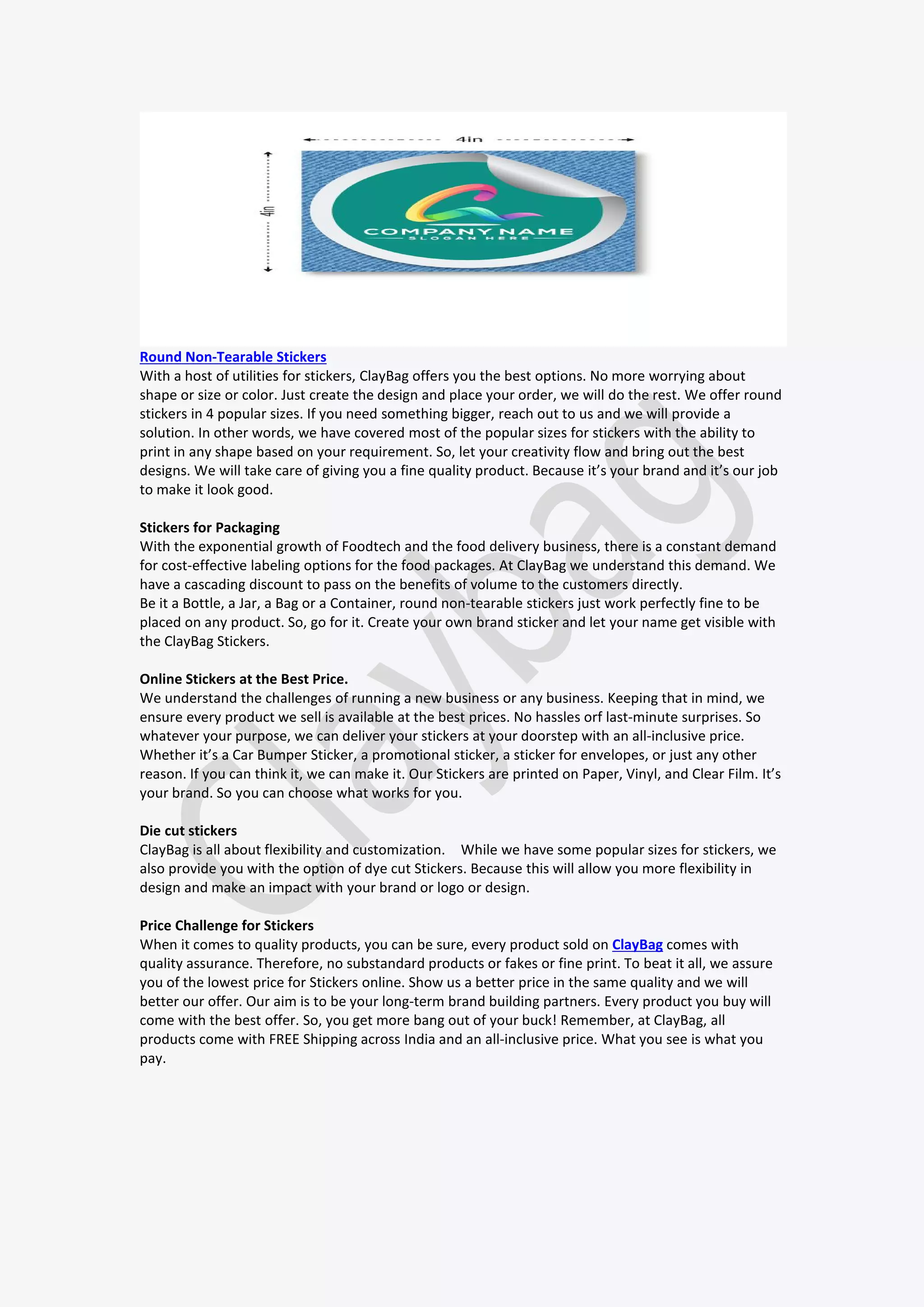Round non tearable stickers | PDF