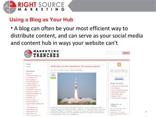 Using a Blog as Your Hub A blog can often be your most efficient way to distribute content, and can serve as your social media and content hub in ways your website can’t 