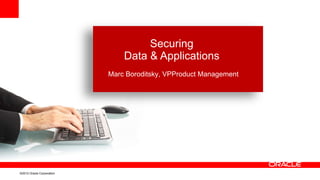 Securing
                               Data & Applications
                           Marc Boroditsky, VPProduct Management




©2012 Oracle Corporation
 