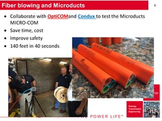 6
Entergy
Transmission
Engineering
Fiber blowing and Microducts
• Collaborate with OptiCOMand Condux to test the Microducts
MICRO-COM
• Save time, cost
• Improve safety
• 140 feet in 40 seconds
 