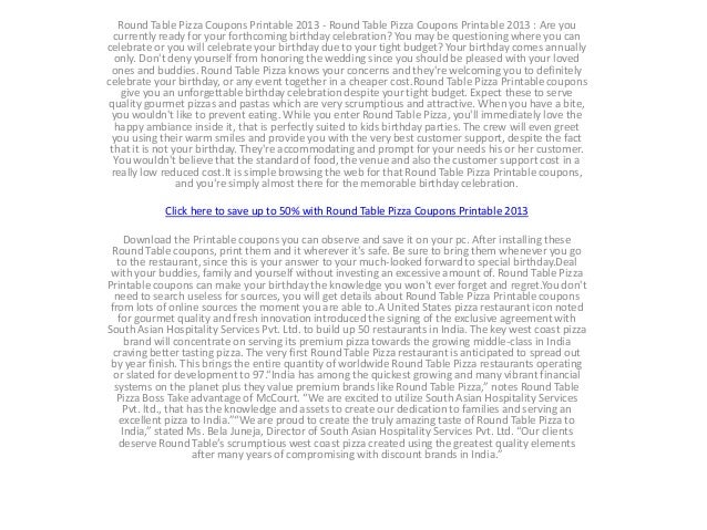 Coupon codes for round table pizza