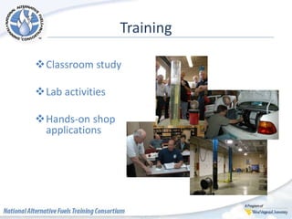 Training
Classroom study
Lab activities
Hands-on shop
applications
 