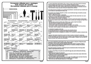 Ferramentas utilizadas para a montagem                                                                                                 A CANAÃ INDUSTRIA MOVELEIRA LTDA, solicita ao cliente a leitura deste manual de instruções
                                Tools used for the assembly                                                                                                      antes da montagem para assegurar que seja feita a montagem adequada do produto.
                                                                                                                                                                 A garantia abrange todas as peças, partes e componentes que eventualmente apresentarem defeito de
                          Herramientas utilizadas para la montaje                                                                                                fabricação no prazo de 03 meses, contando apartir da data entrega do produto ao consumidor, de acordo
                                                                                                                                                                 coma nota fiscal de compra, que passa a fazer parte integrante deste certificado.

                                                                                                                                                                 Este produto deverá ser montado por um profissional especializado e autorizado pela loja revendedora dos
                                                                                                                                                                 móveis infantís da Canaã Industria Moveleira Ltda.

                                                                                                                                                                 Para assegurar uma montagem adequada ao produto e uma vida útil mais longa, é necessário que sejam
                                                                                                                                                                 seguidas as seguintes instruções:
                                                                                                                                                                 - Separe e confira todas as peças e componentes;
                                                                    3                                                                                            - Forre o local onde a montagem será efetuada para que o produto não tenha contato direto com o piso
                                                                 118”,00m




                                                                                            11 0m
                                                                                                                                                                 impedindo que o produto seja riscado durante a montagem;




                                                                                               3,0
                                                                                              8”
                                                                                                                                                                 - Siga corretamente todos os passos de montagem;
         12
         14
         16
         20
                           25


                                        35
                                              40
                                                    45

                                                                                                                                                                 - Deixe o móvel em um local onde o piso não esteja em desnível, caso não seja possivel, coloque algum
                                                                                                                                                                 tipo de calço que simule um piso nivelado, fazendo com que o produto após a montagem não fique fora de
               Acessórios - Accessories - Accesorios                                                                                                             esquadro;
                                                                                                                                                                 - Somente regule as portas do produto após certificar-se que o mesmo esteja bem alinhado;
A    8007        Qt: 16
                        B 8019 Qt: 10
                                      C 8001 Qt: 52
                                                    D 8002 Qt: 52
                                                                  E 5031                                                                               Qt: 10
                                                                                                                                                                 - Não utilize produtos de limpeza como álcool, lustra-móveis etc;
                                                                                                                                                                 - Utilizem somente uma flanela levemente úmidecida com água.
Parafuso 4,5 x 50 Cab Chata
Raised Screw 4,5 x 50
                               Parafuso tampinha 4,8 x 60mm Parafuso 3,5 x 12 Cab Panela Parafuso 3,5 x 12 Cab Chata Tampa CPL para Parafuso
                               Cover Screw 4,8 x 60mm           Raised Screw 3,5 x 12        Raised Screw 3,5 x 12        Screw’s cover CPL
                                                                                                                                                                 - Evite encostar o produto na parede para melhorar a ventilação e evitar umidade;
Tornillo 4,5 x 50              Tornillo con tapa 4,8 x 60mm Tornillo 3,5x12                  Tornillo 3,5x12              Tapa CPL de lo tornillo                - Evite arrastar o produto. Caso seja necessário, esvazie-o totalmente e puxe-o em local bem próximo;
F    8043               Qt: 36
                                G   5002                 Qt: 48
                                                                 H   1004             Qt: 32
                                                                                                I 4008             Qt: 58
                                                                                                                              J5048              Qt: 10          - Evite expor o móvel à umidade ou à luz solar direta, ou outra forma de calor.

Pino Minifix                   Cavilha plástica 8 x 30mm      Cavilha de Madeira 6 x 30mm Tapa Furo adesivo            Tapa Furo 08mm
                                                                                                                                                                 O compromisso de garantia cessará caso:
Pin Minifix                    Plastic Peg 8 x 30mm           Wood Peg 6 x 55mm              Hole Cover Adhesive       Hole Cover 08mm                           A) O produto seja adulterado ou reparado por pessoa não autorizada pela loja.
Pino Minifix                   Cavilla Plastica 8 x 30mm      Cavilla de Madera 6 x 30mm Tapa Agujero Adhesivo         Tapa Agujero 08mm
                                                                                                                                                                 B) Haja utilização de peça ou componente não original, adequado ao produto.
K 8046                  Qt: 46  L    8009              Qt: 60
                                                                 M 8014               Qt: 34
                                                                                               N 4003           Qt: 04        O
                                                                                                                            5055                       Qt: 02
                                                                                                                                                                 C) O defeito seja decorrente de negligência do montador ou do consumidor em relação às instruções deste
                                                                                                         COLAGLUE                                                manual.
Tambor Minifix 12x10mm      Prego 10 x 10                        Junção de Fundo de Roupeiro Sachê de cola                 Suporte Cabideiro Oblongo
Drum Minifix 12x10mm        Nail 10 x 10                         Back Part Junction            Sachet of glue              Support Hanger
Tambor Minifix 12x10mm      Clavo 10 x 10                        Juntura Trasera               Bolsita de pegamento        Suporte Suspension                    Importante: Este desenho deverá ficar em posse do cliente e anexado a nota fiscal de compra para
                                                                                                                                                                   Qt: 02
P   8008             Qt: 14
                                Q
                                4002                      Qt: 80
                                                                 R    5011              Qt: 08 N
                                                                                               S   4011
                                                                                                   4003             Qt: 12    T 1012               Qt: 06        eventuais solicitações de assistências técnicas, pois as mesmas só serão atendidas caso haja a identificação
                                                                                                         COLA                                                    do lote e data de fabricação, caso não venha anotado na primeira página é obrigatório que seja copiado da
Cantoneira de Metal        Fita Dupla Face            Sapata Plástica “U”
                                                                                                             GLUE
                                                                                               Batente Adesivo
                                                                                               Sachê de cola Silicone        Cavilha de Madeira 8x55mm
                                                                                                                                                                 etiqueta do produto onde constam estas informações.
Metallic Angle-Iron        Dual Side Adhesive         Plastic Feet “U”                         Sachet of glue
                                                                                               Stop Silicone Adhesive        Wood Peg 8x55mm
Escuadra Metálica          Adhesiva Doble Cara        Pata Plastica “U”                        Bolsita Adhesivo de Silicona Cavilla de madera 8x55mm
                                                                                               Deje de de pegamento
U   5003            Qt: 10      V
                                8004           Qt: 04       8031
                                                                 W                      Qt: 18 X
                                                                                               N    8071
                                                                                                    4003              Qt: 05  Y   5003               Qt: 22
                                                                                                         COLA                                                    The CANAÃ INDÚSTRIA MOVELEIRA LTDA, asks the customer to read prior to filing this manual
Porca Cilindrica Plástica 12 x 9 Parafuso 4,0 x 25 Cab. Panela Parafuso 3,5 x 16 Cab Chata    Sachê de cola
                                                                                                             GLUE
                                                                                                                             Porca Cilindrica Plástica 12 x 9    instructions to ensure it is done in proper assembly of the product.
Plastic Cylindrical Nut 12 x 9                                                                Pino Minifix Haste Dupla       Plastic Cylindrical Nut 12 x 9
                                  Raised screw 4,0 x 25
Puerca Cilindrica plastica 12 x 9 Tornillo 4,0 x 25
                                                                 Raised Screw 3,5 x 16        Pin Minifix Dual Rod
                                                                                              Sachet of glue
                                                                                                                             Puerca Cilindrica plastica 12 x 9
                                                                                                                                                                 The warranty covers all parts, parts and components that may have defects in production within 03
                                                                 Tornillo 3,5x16              Pino Minifix Doble filo
                                                                                              Bolsita de pegamento
                                                                                                                                                                 months, counting from the starting date of product delivery to consumers, according to the purchase
Z     8100
                                A1
                           Qt: 16      5093               Qt: 08
                                                                                                                                                                 invoice, which becomes part of this license.

Parafuso 4,0x35mm Cab. Chata Suporte Fixação de gaveta                                                                                                           This product should be mounted by a professional expert and authorized reseller of the shop mobile
Raised Screw 4,0x35mm        Support fixing drawer
Tronillo 4,0x35mm            Soporte fijación del cajon                                                                                                          children's Canaã Indústria Moveleira Ltda.
     Complementos - Complements - Complementos                                                                                                                   To ensure a proper fitting to the product and a useful life longer, they must be followed the following
        COD...                        DESCRIÇÃO - DESCRIPTION - DESCRIPCIÓN                                                                   QT.                instructions:
        5099         Perfil H 1,66m - Union of Back Part 1,66m - União de Fondo 1,66m.............................                             02                - Divide and check all parts and components;
        8020         Corrediça metálica - Metallic Linding - Corredizas Metalicas......................................                        04                - Fittings where the assembly will be done so that the product does not have direct contact with the floor
        8042         Bastão do Cabideiro - Hanger’s Staff - Batón del Perchero..........................................                       01                preventing the product is scratched during assembly;
        8106         Trilho Superior deslizante - Upper rail slide - Tren deslizante superior.........................                         01                - Follow all the steps correctly for assembly;
        8108         Trilho Inferior deslizante - Lower rail slide - Tren deslizante inferior............................                      01                - Leave the mobile in a place where the floor is not in a gap, if not possible, place some kind of shoe that
        8116         Sistema de correr 2 Portas - System Slider 2 Doors - Sistema Deslizante 2 Puertas.......                                  01                simulates floor level, making the product after the assembly is not out of square;
        8135         Perfil Alumínio Porta - Aluminum Profile Door - Perfil de aluminio Puerta..................                               04                - Only set the doors after the product make sure it is well aligned;

                                                                                                                                                     Pag.02                                                                                                             Pag.07
 