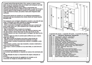 A CANAÃ INDUSTRIA MOVELEIRA LTDA, solicita ao cliente a leitura
                                                                                                                                                                         17
deste manual de instruções antes da montagem para assegurar que seja                                                                                                                 17
                                                                                                                                      04                                                           17
feita a montagem adequada do produto.
                                                                                                                        01                                                                                   17
A garantia abrange todas as peças, partes e componentes que                                      10
eventualmente apresentarem defeito de fabricação no prazo de 03 meses,                                                                            03
contando apartir da data entrega do produto ao consumidor, de acordo
                                                                                                                                         07                              02
coma nota fiscal de compra, que passa a fazer parte integrante deste                                                                                      05
certificado.                                                                                                                      08
                                                                                                                                         07
Este produto deverá ser montado por um profissional especializado e               18
                                                                                                                                  08
autorizado pela loja revendedora dos móveis infantís da Canaã Industria                12
                                                                                                                   18                    07
Moveleira Ltda.                                                                                         12

Para assegurar uma montagem adequada ao produto e uma vida útil mais
                                                                                                                                      05                       05
longa, é necessário que sejam seguidas as seguintes instruções:
- Separe e confira todas as peças e componentes;                                                                                                      z
                                                                                                                                                 20
- Forre o local onde a montagem será efetuada para que o produto não         11
tenha contato direto com o piso impedindo que o produto seja riscado
durante a montagem;                                                                                                                                        04                                  15
                                                                                                10                      11               09                                                          14
- Siga corretamente todos os passos de montagem;                                                                                                                                                  16
                                                                                                                                                                                               13
                                                                                                                                                                                               C
                                                                                                                                                                                                        15
- Deixe o móvel em um local onde o piso não esteja em desnível, caso
não seja possivel, coloque algum tipo de calço que simule um piso
nivelado, fazendo com que o produto após a montagem não fique fora de
                                                                              Legenda das peças - Legends OF parts - Leyenda de piezas
esquadro;
- Somente regule as portas do produto após certificar-se que o mesmo          COD...   REF.         DESCRIÇÃO - DESCRIPTION - DESCRIPCIÓN                                                                         QT.
                                                                             3019001    01 Lateral Esquerda - Lateral Left - Lateral Izquierda ..............................................                     01
esteja bem alinhado;                                                                                                                                                                                              01
                                                                             3019002    02 Lateral Direita - Lateral Right - Lateral Derecha...................................................
- Não utilize produtos de limpeza como álcool, lustra-móveis etc;            3019003    03 Divisória - Division - Divisória............................................................................           01
- Utilizem somente uma flanela levemente úmidecida com água.                 3019004    04 Base/Chapéu - Base/Hat - Base/Sobrero...............................................................                   02
- Evite encostar o produto na parede para melhorar a ventilação e evitar     3019005    05 Base do Gaveteiro - Drawer’s Base - Base de los Cajones......................................                          03
umidade;                                                                     3019007    07 Prateleira nicho - Shelf Niche - Respisa del Nicho................................................                     03
                                                                             3019008    08 Divisória Pequena -Small Division - Divisória Menor..........................................                          02
- Evite arrastar o produto. Caso seja necessário, esvazie-o totalmente e     3019009    09 Rodapé Frontal/Traseiro - Back/Front baseboard - Rodapié Frontal/Trasero........                                       02
puxe-o em local bem próximo;                                                 3019010    10 Vista Inferior/Superior - Upper/Lower frame - Marco Inferior/Superior...............                                   02
- Evite expor o móvel à umidade ou à luz solar direta, ou outra forma de     3019011    11 Vista Lateral - Lateral frame - Marco Lateral........................................................                  02
calor.                                                                       3019012    12 Porta - Door - Puerta..............................................................................................    02
                                                                             3019013    13 Frente de gaveta - Drawer’s Front- Frente de los Cajones......................................                         03
                                                                             3019014    14 Contra-fundo de gaveta - Drawer’s back - contra-fondo de los cajones..................                                 03
O compromisso de garantia cessará caso:                                      3019015    15 Lateral de gaveta - Drawer’s lateral - Lateral de los cajones...................................                       06
A) O produto seja adulterado ou reparado por pessoa não autorizada pela      3019016    16 Fundo de gaveta - Drawer’s back part - Fondo de los cajones................................                            03
loja.                                                                        3019017    17 Fundo Traseiro - Back part - Fondo Trasero...........................................................                  04
B) Haja utilização de peça ou componente não original, adequado ao           3019018    18 Janela Acrílica - Acrylic Window - Ventana de Acrilico.........................................                        02
                                                                             3019098        Kit Acessórios - Accessories Kit - Kit Accessorios................................................                    01
produto.                                                                     3019020        Suporte Corrediças - Support Slides - Diapositivas de Apoyo...............................                            04
C) O defeito seja decorrente de negligência do montador ou do                               . . . . . . . . . . . . . . . . . . . . . . . . . . . . . . . . .
consumidor em relação às instruções deste manual.

                                                                    Pag.10                                                                                                                                       Pag.03
 
