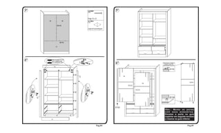 3º                                                                   M                5º


                  18                    18
                                                                     N
                                 M+N




                                     M+N

                             17




4º                     Fixar as peças 11 e 12
                       com a sapata preta
                                                             G
                                                        L
                       «Z» e parafusos «G»
                                                                     G                6º               Posicionar a roldana
                                                                                                        superior 2,8cm da
                                                                                                       estremidade da porta
                            11                                                                               2,8cm
                                                                                                                  8116

                                                    Y
                                                        12                                   14



                                                    Y                                             14

                                                                 Y
     Y
                                                    Y
                                                                         G
         G                                                       G
     G   12                                                                                                       8116
                                                    Y


                                                                                      8122
                                                    Y                                                     Obs.: Monte as portas
                                                                                                          com seus acessórios.
                                                                                                          Encaixe a porta na guia
              I                  I              I
                                                                                                          superior em seguida encaixe
                       11                                                                                 a mesma na guia inferior.


                                                                             Pag.04                                           Pag.05
 