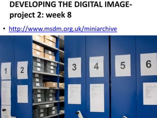 DEVELOPING THE DIGITAL IMAGE-project 2: week 8 http://www.msdm.org.uk/miniarchive 