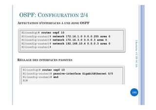 OSPF: CONFIGURATION 2/4
AFFECTATION D’INTERFACES À UNE ZONE OSPF
I.Kechiche-CCBYNCSA
RÉGLAGE DES INTERFACES PASSIVES
CCBYNCSA-
185
 