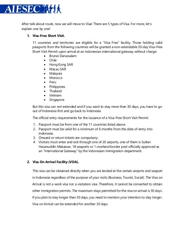 Route and visa guideline