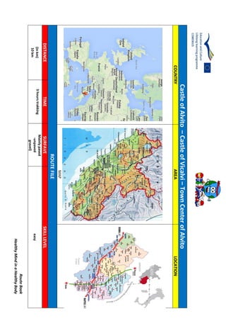 RouteBook
HealthyMindinaHealthyBody
CastleofAlvito–CastleofVicalvi–TownCenterofAlvito
COUNTRYAREALOCATION
MAP
ROUTEFILE
DISTANCETIMESURFAVESKILLLEVEL
(inkm)
10km
3hourstrakkingMainlypaved
-unpaved
gravel)
easy
 