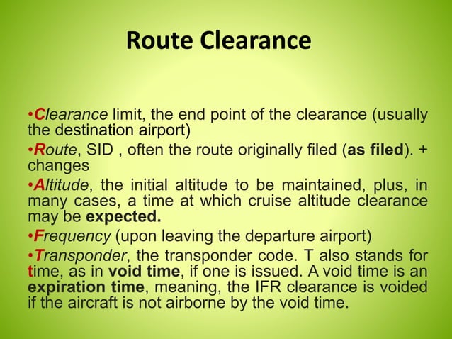 Route Clearances: CRAFT Clearance Route Altitude frequency Transponder ...