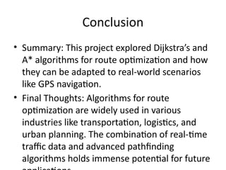 Advanced Route Optimization Techniques Using Dijkstra's and A* ...
