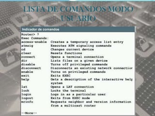 LISTA DE COMANDOS MODO
         USUARIO
 