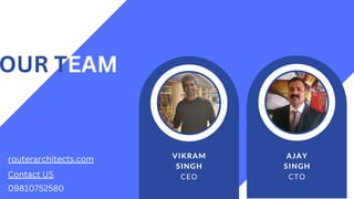CEO CTO
VIKRAM
SINGH
AJAY
SINGH
OUR TEAM
routerarchitects.com
09810752580
Contact US
 