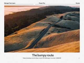 25
|
Routes
Manage Train Learn Power Pics
Thebumpyroute
https://pixabay.com/en/dawn-dusk-hill-landscape-mountain-1866618/
 