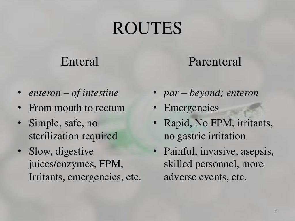 Routes of parenteral administration