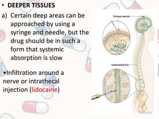 Infiltration Injection Route Pharmacology Routes of drug administration seminar | PPTX