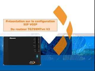 PS / DVE / PME/PMI
DR
Présentation sur la configuration
SIP VOIP
Du routeur TG799MTvn V2
 