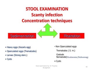 Stool examination by Dr. Priyanka
Buragohain
44
 