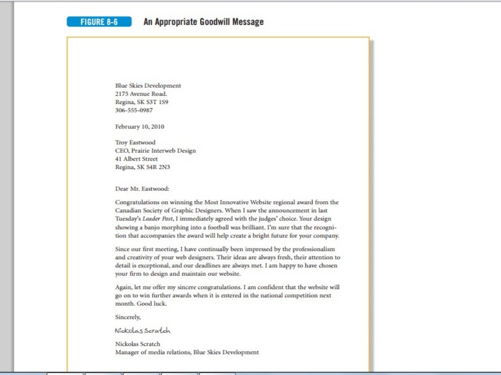 Routine letters And Good Will Messages
