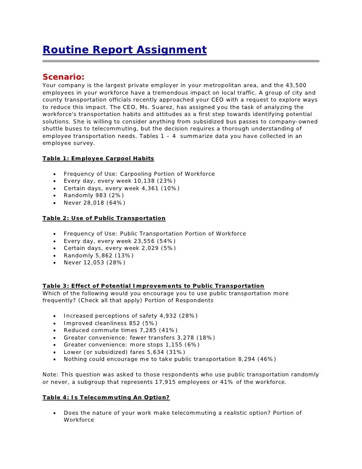 Routine report assignment