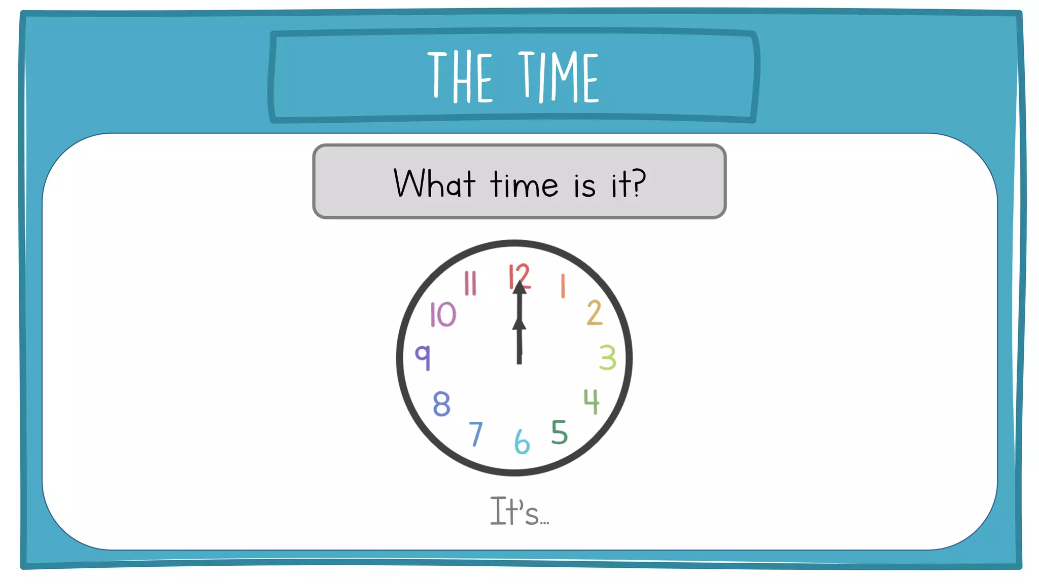 What time is it?
It’s...
 