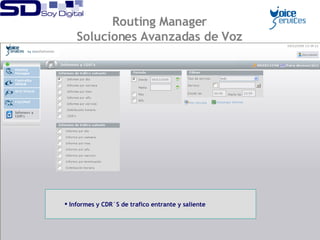demo4444 09/12/2005 11:47:00 Centralita Virtual 918371113      Para demos CV(1) Añadir nodo Eliminar nodo     Árbol de llamada              Mediafusion          Ver nodo         Editar nodo           Guardar     Volver Locución   Condiciones   Notificación   Términos reconocibles Notificar a la siguiente url          Guardar     Volver Menú principal Routing Manager Centralita Virtual Árbol Configuración ACD Virtual Fax2Mail Informes y CDR's Informes y CDR´S de trafico entrante y saliente Routing Manager Soluciones Avanzadas de Voz        Nombre del nodo Tipo de Acción      Dtmf           Acceder con cualquier otra pulsación           Término 1 Término 2 Término 3 Término 4 Término 5 Término 6 Término 7 Término 8 Término 9 Número oculto (oculto) Móviles (6) Alava (945) Albacete (967) Alicante (965) Almería (950) Asturias (98) Avila (920) Badajoz (924) Baleares (971) Barcelona (93) Burgos (947) Cáceres (927) Cádiz (956) Cantabria (942) Castellón (964) Ceuta (95650) Ceuta (95651) Ceuta (95652) Ciudad Real (926) Córdoba (957) Cuenca (969) Gerona (972) Granada (958) Guadalajara (949) Guipúzcoa (943) Huelva (959) Huesca (974) Jaén (953) La Coruña (981) La Rioja (941) Las Palmas (928) León (987) Lleida (973) Lugo (982) Madrid (91) Málaga (952) Murcia (968) Navarra (948) Orense (988) Pontevedra (986) Salamanca (923) Segovia (921) Sevilla (95) Soria (975) Sta. Cruz Tenerife (922) Tarragona (977) Teruel (978) Toledo (925) Valencia (96) Valladolid (983) Vizcaya (94) Zamora (980) Zaragoza (976)                                          Modo de notificación Url Procedimiento remoto Procedimiento en caso de error Usuario Password 