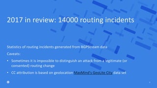 Statistics of routing incidents generated from BGPStream data
Caveats:
• Sometimes it is impossible to distinguish an atta...