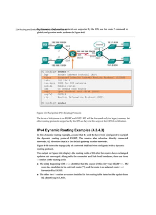 38 Routing and Switching Essentials Companion Guide
Unified Communication - Media Cisco Catalyst 2960 LAN Base
Convergence Server Switches
Cisco Unified IP Phones
Figure 1-2 Converged Network Components
Elements of a Converged Network (1.1.1.2)
To support collaboration, business networks employ converged solutions
using voice systems, IP phones, voice gateways, video support, and video
conferencing (Figure 1-3). Including data services, a converged network
with collaboration support may include features such as the following:
■ Call control: Telephone call processing, caller ID, call transfer, hold, and
conference
■ Voice messaging: Voicemail
■ Mobility: Receive important calls wherever you are
■ Automated attendant: Serve customers faster by routing calls directly to
the right department or individual
One of the primary benefits of transitioning to the converged network is that
there is just one physical network to install and manage. This results in
substantial savings over the installation and management of separate voice,
video, and data networks. Such a converged network solution integrates IT
management so that any moves, additions, and changes are completed with
an intuitive management interface. A converged network solution also
provides PC softphone application support, as well as point-to-point video
so that users can enjoy personal communications with the same ease of
administration and use as a voice call.
 