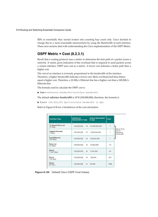 42 Routing and Switching Essentials Companion Guide
Step 2. Configure the Default Gateway.
■ The switch should be configured with a default gateway if the switch will be managed
remotely from networks not directly connected. The default gateway is the first Layer 3
device (such as a router) on the same management VLAN network to which the switch
connects. The switch will forward IP packets with destination IP addresses outside the
local network to the default gateway. As shown in Table 2-3 and Figure 2-5, R1 is the
default gateway for S1. The interface on R1 connected to the
■ To configure the default gateway for the switch, use the ip default-gateway command. Enter
the IP address of the default gateway. The default gateway is the IP address of the router
interface to which the switch connects. Use the following command to backup the
configuration: copy running-config startup-config.
Step 3. Verify the Configuration.
■ As shown in Figure 2-6, the show ip interface brief command is useful when determining
the status of both physical and virtual interfaces. The
switch has IP address 172.17.99.1. This address is the default gateway address for S1.
Table 2-3 Commands to Configure a Switch Default Gateway
Enter global configuration mode. S1# configure terminal
Configure the switch default gateway. Sl(config)# ip default-gateway 172.17.99.1
Return to privileged EXEC mode. Sl(config)# end
Save the running config to the startup
config.
Sl# copy running-config startup-config
Default Gateway
Figure 2-5 Configuring the Switch Default Gateway
 