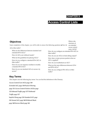 Chapter 2: Basic Switching Concepts and Configuration 47
workstations, or routers. Crossover cables must be used to connect a switch to another switch
or repeater.
With auto-MDIX enabled, either type of cable can be used to connect to other devices, and the
interface automatically corrects for any incorrect cabling. On newer Cisco routers and switches, the
mdix auto interface configuration mode command enables the feature. When using auto-MDIX on
an interface, the interface speed and duplex must be set to auto so that the feature operates
correctly.
To examine the auto-MDIX setting for a specific interface, use the show controllers ethernet-
controller command with the argument interface-id and the phy keyword. To limit the output
to lines referencing auto-MDIX, use the include Auto-MDIX filter. As shown in Figure 2-10, the
output indicates On or Off for the feature.
Figure 2-9 shows the topology, and Table 2-5 shows the commands to enable auto-MDIX.
Figure 2-9 Configure Auto-MDIX
Table 2-5 Cisco Switch Auto-MDIX Commands
Enter global configuration mode. S1# configure terminal
Enter interface configuration mode. Sl(config)# interface fastethernet 0/1
Configure the interface to automatically
negotiate the duplex mode with the connected
device.
Sl(config-if)# duplex auto
Configure the interface to automatically
negotiate speed with the connected device.
Sl(config-if)# speed auto
Enable auto-MDIX on the interface. Sl(config-if)# mdix auto
Return to privileged EXEC mode. Sl(config-if)# end
Save the running config to the startup config. Sl# copy running-config startup-config
Note
The auto-MDIX feature is enabled by default on Catalyst 2960 and Catalyst 3560 switches but is not available
on the older Catalyst 2950 and Catalyst 3550 switches.
 