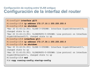 Configuración de routing entre VLAN antiguo
Configuración de la interfaz del router
 