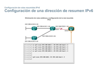Configuración de rutas resumidas IPv6
Configuración de una dirección de resumen IPv6
 