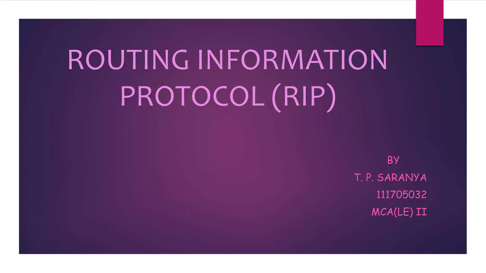 RIP Routing Information Protocol Explained | PPT