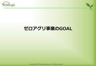 Copyright 2018 Routrek Networks, Inc. All rights reserved.
ゼロアグリ事業のGOAL
 