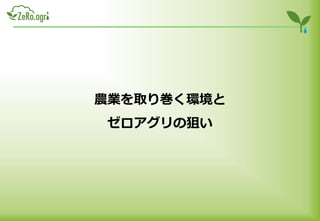 農業を取り巻く環境と
ゼロアグリの狙い
 