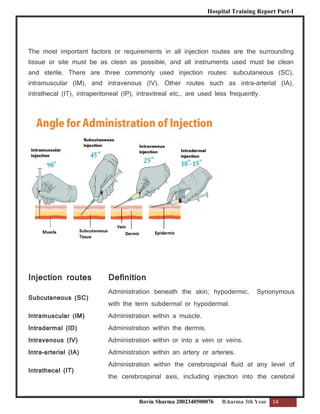 Charting Injections B. Pharm Hospital Training Report | PDF