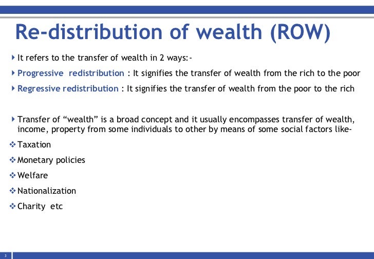 pros and cons redistribution of wealth income economics