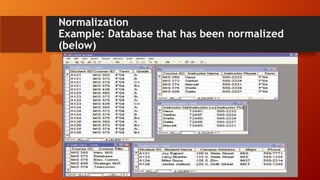 Normalization
Example: Database that has been normalized
(below)
 